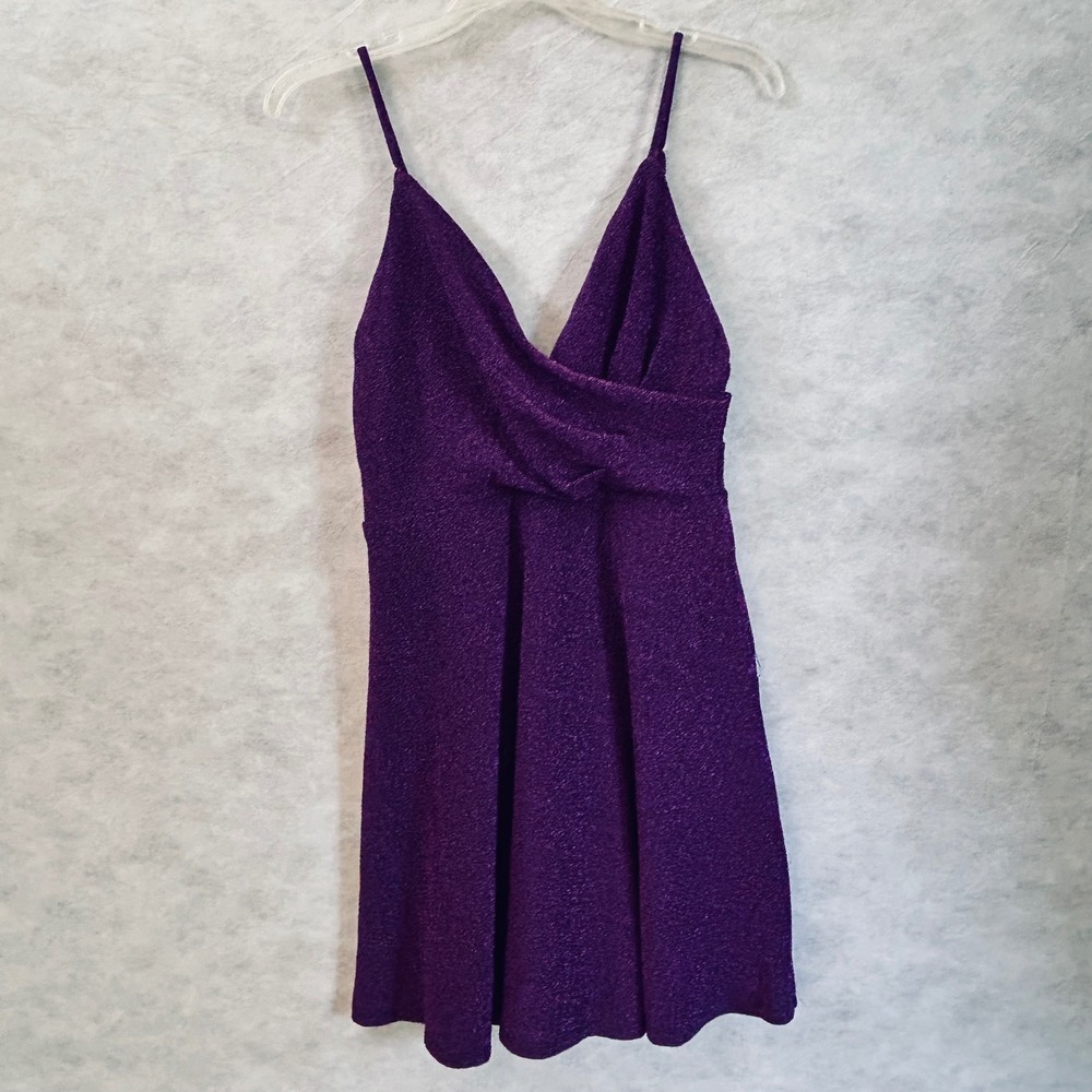 Lulus Purple Glitter Mini Dress Sleeveless Party Cocktail Bodycon Medium